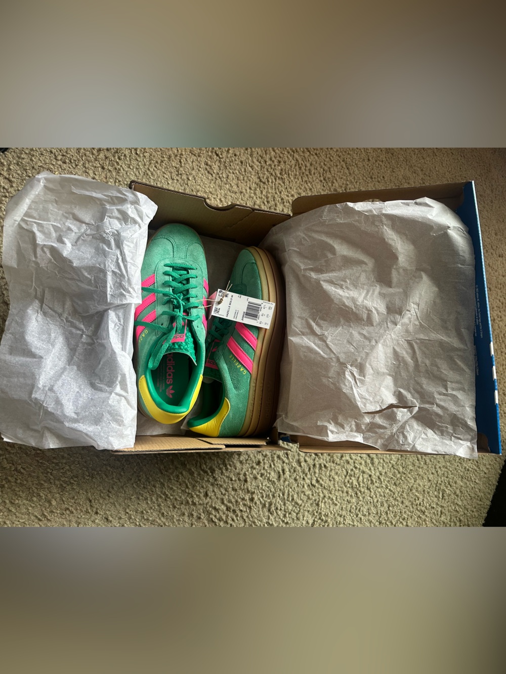 NWT adidas Women’s Gazelle Bold 'Court Green Lucid Pink' | Women's Size 10 - Picture 9 of 13